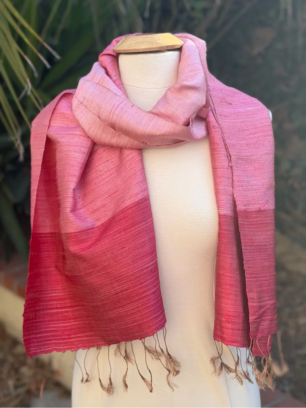 Pink Handwoven Silk Scarf